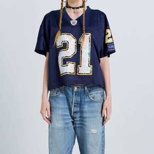 Camiseta de Fútbol de Verano Estilo Urbano para Hombre, Estilo Americano Vintage, Material de Malla Corta y Transpirable, Cuello en V, Unisex - Product Image 2