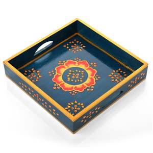 Plateau imprimé en bois avec poignées pour un service facile Plateau en bois imprimé avec conception de motif artistique - Product Image 1