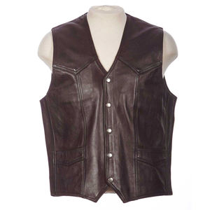 Gilet de moto en cuir véritable pour hommes, gilet en cuir blanc vintage personnalisé de couleur 2 tons - Product Image 5