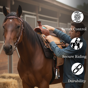 อานม้าแกะสลักด้วยมือลายดอกไม้หนังตะวันตก - Product Image 3