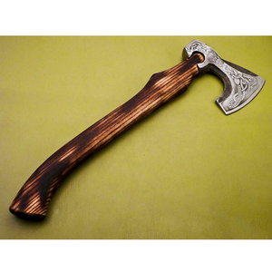 Hacha Vikinga Hecha a Mano de Acero con Alto Contenido de Carbono, Grado Industrial, Funda de Cuero y Madera Natural, para Campamento, Uso Diario al Aire Libre, Supervivencia - Product Image 3