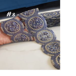 Rubans et lacets brodés à la machine sur mesure dans divers designs et couleurs pour robes de mariée dans un travail de coupe magnifique - Product Image 1