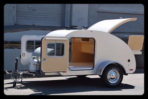 Modern Aluminum Mini Caravan Travel <b>Trailer</b> 4 Person Gray Slide Kitchen Independent Plastic Honeycomb <b>Floor</b> for Road Camping - Product Image 3