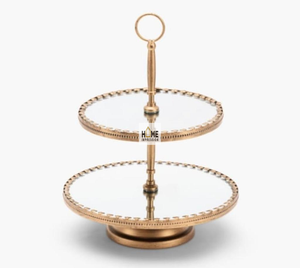 Présentoir à gâteau de luxe en métal martelé en verre Décoration indienne en métal doré fantaisie Présentoir à gâteau pour mariage, fête d'anniversaire - Product Image 1