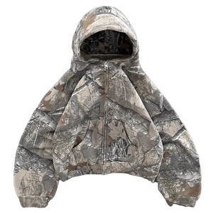 Sudadera con capucha personalizada 2026 de algodón 100% de alto gramaje con estampado DTG de camuflaje de árboles, ideal para caza y fabricantes de ropa agrícola. - Product Image 1