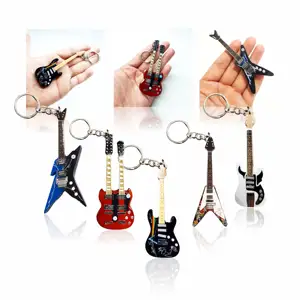 LLavero de guitarra para decoración y recuerdo, personalizado, música