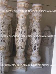 White And Golden Roman Round <b>Pillar</b> for Wedding Decor - Product Image 2
