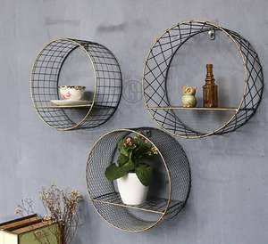 Hot Selling Vintage <b>Iron</b> Wire Metal <b>Wall</b> Rack Usage for Home Kitchenware Living Room Decorative Black Hanging Racks - Product Image 6
