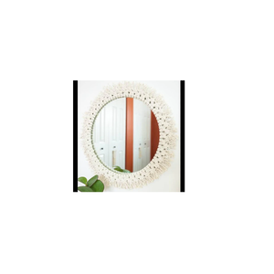 Miroir mural décoratif en macramé Décor créatif et fantaisie Finition naturelle Décoration de Noël Miroir mural - Product Image 5