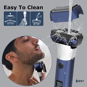 Afeitadora Eléctrica Recargable para Hombre, 5 Elementos de Afeitado, Uso en Seco/Húmedo, 100 Minutos de Autonomía, Recortadora Integrada, Azul, IPX7, para Cuerpo - Product Image 6