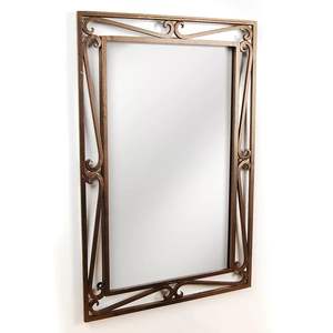 Miroir rectangulaire à cadre géométrique doré avec un design sculptural moderne à plusieurs niveaux pour une décoration d'intérieur de luxe haut de gamme - Product Image 3