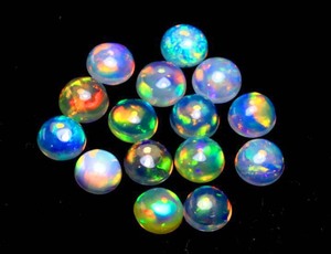 Cabochon rond en opale éthiopienne de qualité Gemstone-A.A.A, pierre naturelle véritable avec jeu de couleur-Welo Rainbow Flashy Opal Cabs - Product Image 3