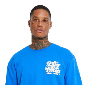 เสื้อยืดโอเวอร์ไซส์สีน้ำเงินสำหรับผู้ชายเสื้อ100% เล่นยิมสำหรับผู้ชายเสื้อพิมพ์ลายแขนสั้นผ้าโพลีเอสเตอร์ผ้าฝ้ายโพลีเอสเตอร์ - Product Image 2