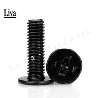 Vis à tête plate ultra-fine Phillips pour ordinateur portable, 5 à 50 pièces, en acier inoxydable noir 304, CM M2-M6 M3.5