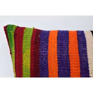 Multicolor Kilim Patchwork Wool Pillow Luxury 12x24 Inch Decorative Accent with Vintage <b>Leaves</b> Pattern Woven <b>Cushion</b> - Product Image 2