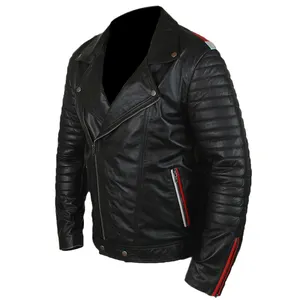 Chaqueta de cuero de cordero negro para hombre a la moda/chaquetas de cuero para hombre/chaquetas de cuero de Pakistán producto a la venta