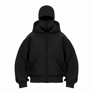 Sweat à capuche balaclava intégral pour homme, personnalisé, hiver, 450 g/m², 100 % coton, haute qualité, brodé, respirant, style ninja - Product Image 1