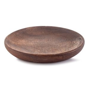 Placa de cargador de forma redonda de madera maciza de llegada caliente placas de cargador de comida de madera con logotipo personalizado para servir en boda - Product Image 1