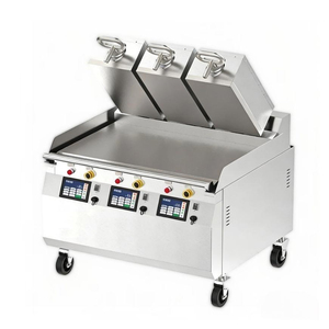 Plancha Eléctrica Comercial de Triple Cabezal y Doble Cara Tipo Clamshell, de Alta Resistencia, Automática, para Hamburguesas y Filetes, Ideal para Restaurantes de Comida Rápida - Product Image 1