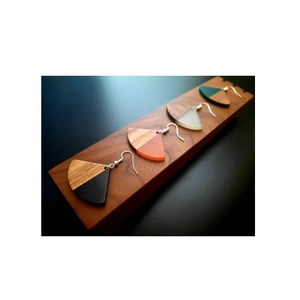 ต่างหูเรซินและไม้จริงต่างหูรูปดอกไม้ทำจากสเตนเลสทรงกลมพร้อมสินค้าลดราคา - Product Image 5