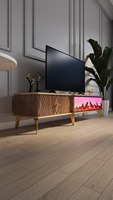 Table basse électrique en bois DOSIN avec cheminée intégrée, connexion Bluetooth, design moderne et luxueux pour salons et salles à manger, style panneau