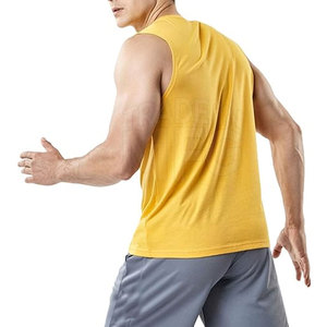 2024 nueva llegada personalizada Color sólido secado rápido camiseta sin mangas transpirable algodón Casual Fitness y ropa de entrenamiento precio al por mayor - Product Image 2