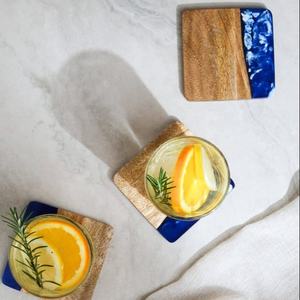 Resin Wooden Joint Drink Cup Glass Coasters Table Top Cheap Price Product Wooden Square Coaster - Product Image 1