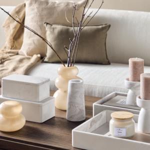 Luxury Marble <b>Candle</b> Stand Modern Decorative Table Accent Perfect For Home Decor Living Room Bedroom And Elegant Ambient Styling - Product Image 3