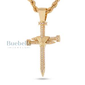 Cadena de Hip Hop de eslabones cubanos de lujo para hombres, colgante cruzado de uñas heladas, nombre personalizado, joyería ostentosa de diamantes, colgantes de moissanita - Product Image 2