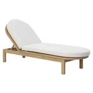 Chaise longue moderne en teck arrondie avec coussin, dossier incurvé réglable, confortable, écologique et durable pour hôtel, cour et villa en extérieur - Product Image 2