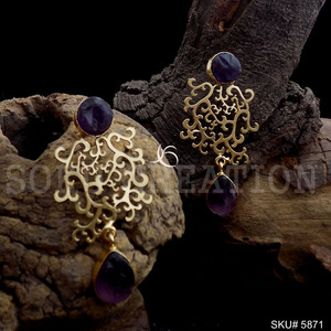 SOKU Women's <b>Gold</b> Plated Gemstone Classic Statement Drop and <b>Dangle</b> <b>Earrings</b> for Anniversary Occasion SKU5871 - Product Image 1