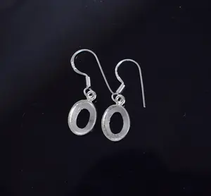 Impression ravissante 925 bijoux fins en argent sterling pur massif meilleur grossiste lunette ovale tasse pince simple crochet plaqué MM - Product Image 1