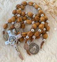 Collier pendentif croix en pin naturel, chapelet catholique en bois, croix religieuse chrétienne, exorcisme, plaqué argent, cadeau