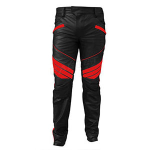 Pantalones de piel de oveja auténtica para hombre, ropa de calle, impermeable, para motocicleta, flaco, estilo frontal plano - Product Image 4