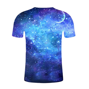 Camiseta con estampado de galaxia para hombre, manga corta, cuello redondo, diseño de estrellas espaciales y luna, ropa informal - Product Image 5