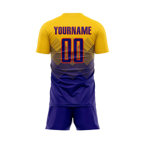 Conjuntos de Uniformes de Fútbol de Verano Personalizables al por Mayor, Transpirables, de Secado Rápido, 100% Poliéster, Camiseta de Fútbol con Mangas Cortas y Pantalones Cortos - Product Image 3