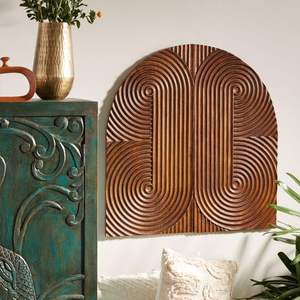 Acacia bois sculpté mur art décor vague texture panneau moderne design abstrait sculpture en bois élégant rustique tenture murale décor - Product Image 5