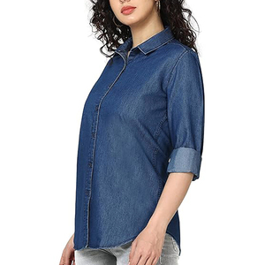 เสื้อเชิ้ตยีนส์ลายสก๊อตสำหรับผู้หญิง เสื้อลำลอง ผ้านุ่ม น้ำหนักเบา เนื้อผ้าเรียบเนียน ดีไซน์ทันสมัย ใส่ได้ทุกวัน - Product Image 3