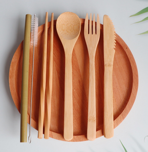 Wholesale Vietnam Bamboo Cutlery Set Travel in the Box/ Bamboo Cutlery Set With Bag/ Bamboo Flatware Set With Engrave Laser Logo - Product Image 2