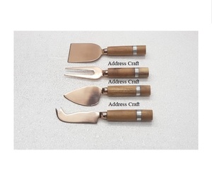 Ensemble de couverts de style américain Conception de branches Poignée en laiton Acier inoxydable Outil de coupe du fromage Ensemble de 4 coupeurs de beurre Fourchettes Coutellerie SS - Product Image 4