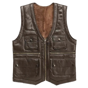 Gilet matelassé en cuir véritable pour motards, fabriqué pour les motards - Product Image 4
