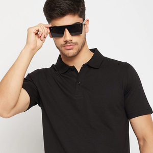 เสื้อโปโลแขนสั้นสำหรับผู้ชายเสื้อโปโลผ้าคอตตอนสีพื้นดีไซน์ใหม่ - Product Image 3