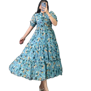 green emerald velvet dress Grey Pure Cotton Dress, Printed fit and flare dress, Tiered Dress, Tra   CNP Associates LLC