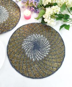 Elegant Luxury Seed Bead Table <b>Placemats</b> with Embroidery and <b>Mirror</b> Detail Customizable Shapes for Wedding Halloween Christmas - Product Image 1