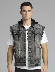 เสื้อกั๊กผ้ายีนส์สำหรับผู้ชายทันสมัยเสื้อกั๊กยีนส์วินเทจสไตล์ลำลองของตู้เสื้อผ้าที่จำเป็นสำหรับสไตล์เย็นโดยไม่ต้องออกแรง - Product Image 4