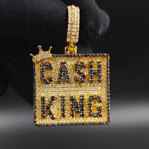 Royal Inspired Kesh King Hip Hop Moissanite Black And White Round Diamond 925 Silver Gold Plated Fine Jewelry Pendants & <b>Charms</b> - Product Image 6