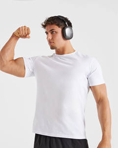 เสื้อฟิตเนสเข้ารูปกล้ามเนื้อสำหรับผู้ชายเสื้อคอกลมแขนสั้นสำหรับออกกำลังกายฟิตเนสเสื้อ100% ผ้าฝ้ายแห้งออกแบบโลโก้ได้ตามต้องการ - Product Image 5