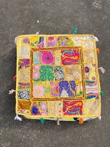 handmade meditation <b>floor</b> pillow cover, boho patchwork <b>seating</b> pouf, bohemian <b>cushion</b> <b>seating</b>, farmhouse decor pillow cover - Product Image 6