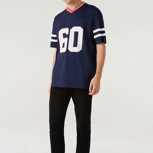 Vêtements de football streetwear sérigraphie personnalisée chemises sérigraphiées surdimensionnées Baseball Boxy maillot de football américain en maille hommes - Product Image 1