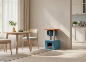 Arbre à chat tunnel classique et confortable en jute, écologique, pour chats domestiques modernes et curieux, avec emballage en carton - Product Image 3